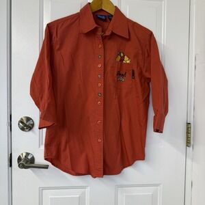 Pooh Disney Women S Orange 3/4 Sleeve Shirt Jerry Leigh Ent. Apparel Embroider‎
